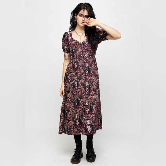Disturbia Hemlock Button Detail Puff Sleeve Midi Dress US 12 / UK 16 - Picture 5 of 5